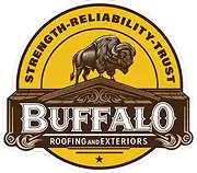 Buffalo Roofing & Exteriors logo featuring a buffalo and emphasizing strength, reliability, and trust for Texas roofing solutions.