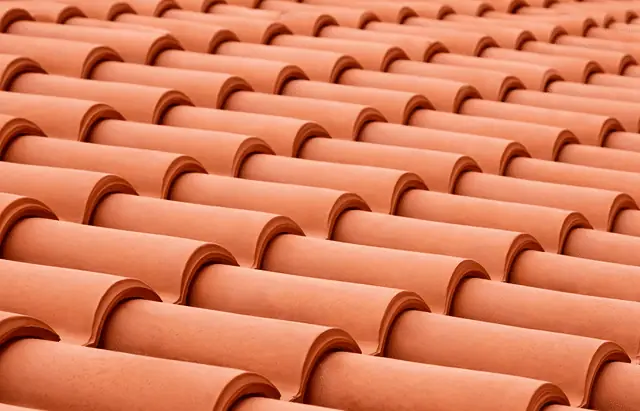 Close-up of durable tile roofing providing natural insulation