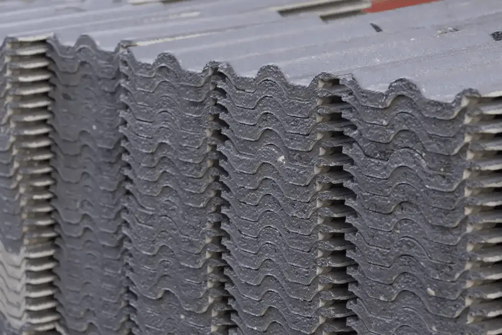 Close-up of rows of gray roof tiles