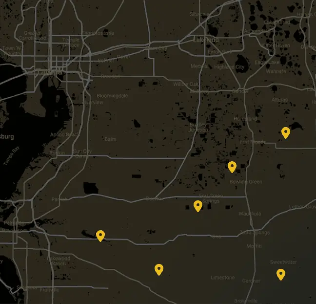 Map of Texas service areas for Buffalo Roofing & Exteriors, including Corpus Christi, San Antonio, and Victoria.