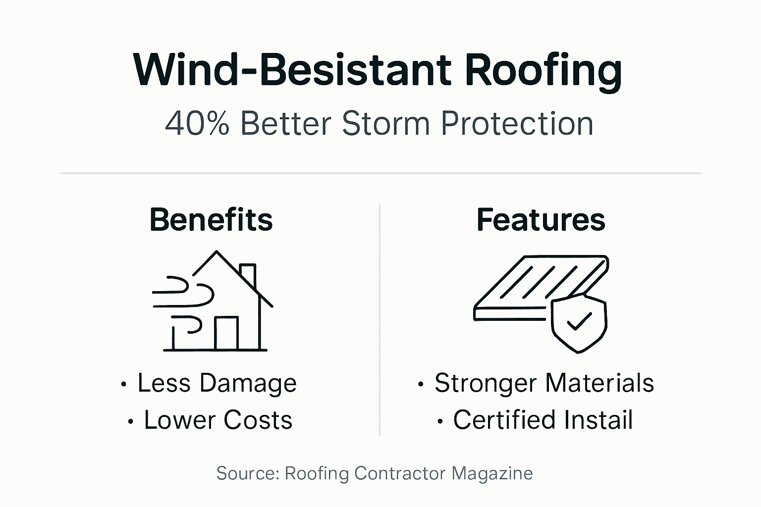 Infographic with roofing benefits and features summary