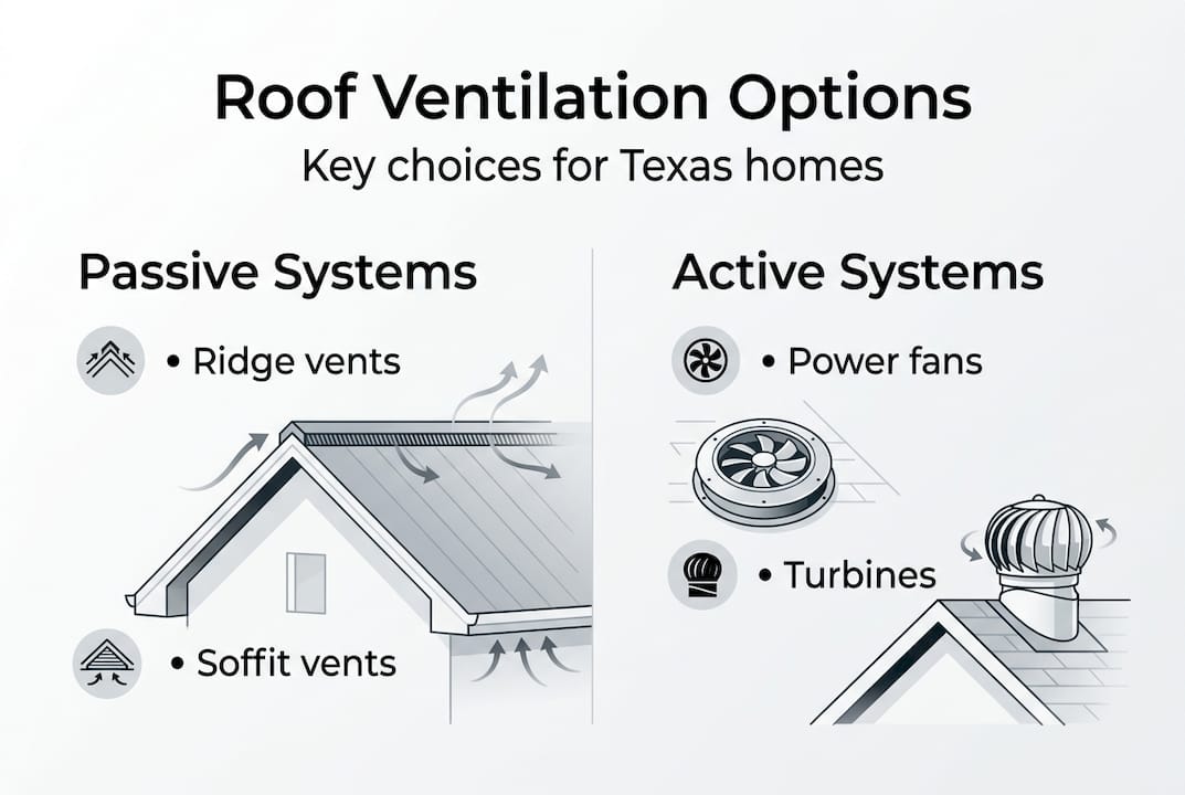 Infographic showing roof ventilation types for Texas