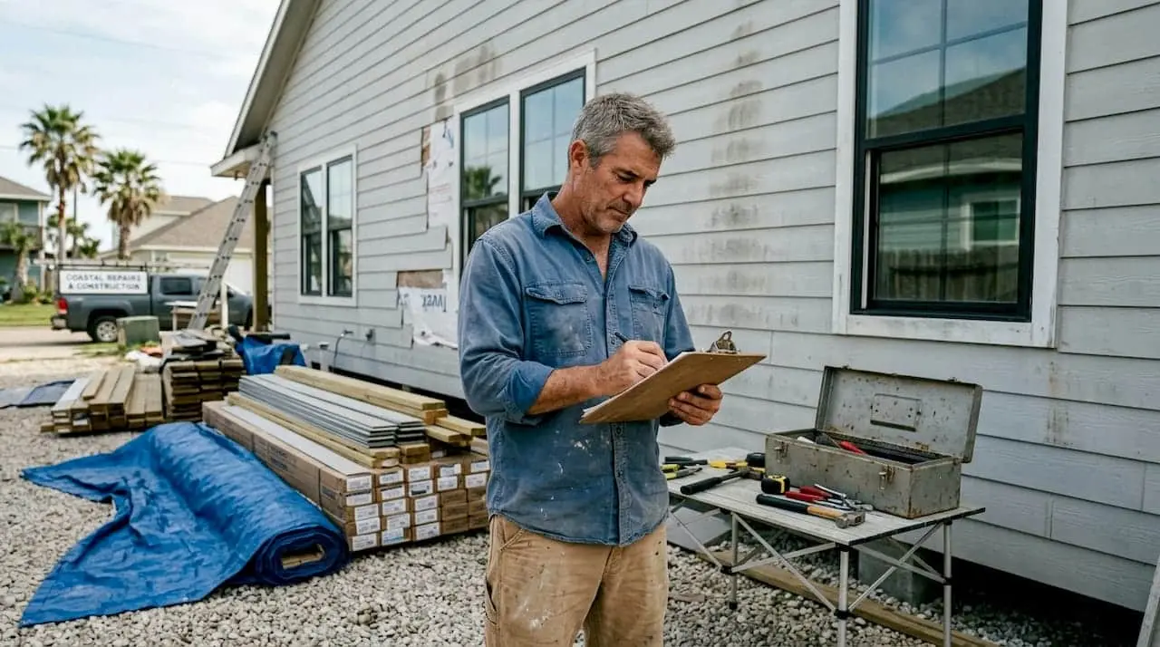 Contractor reviews upgrades at Texas coastal home