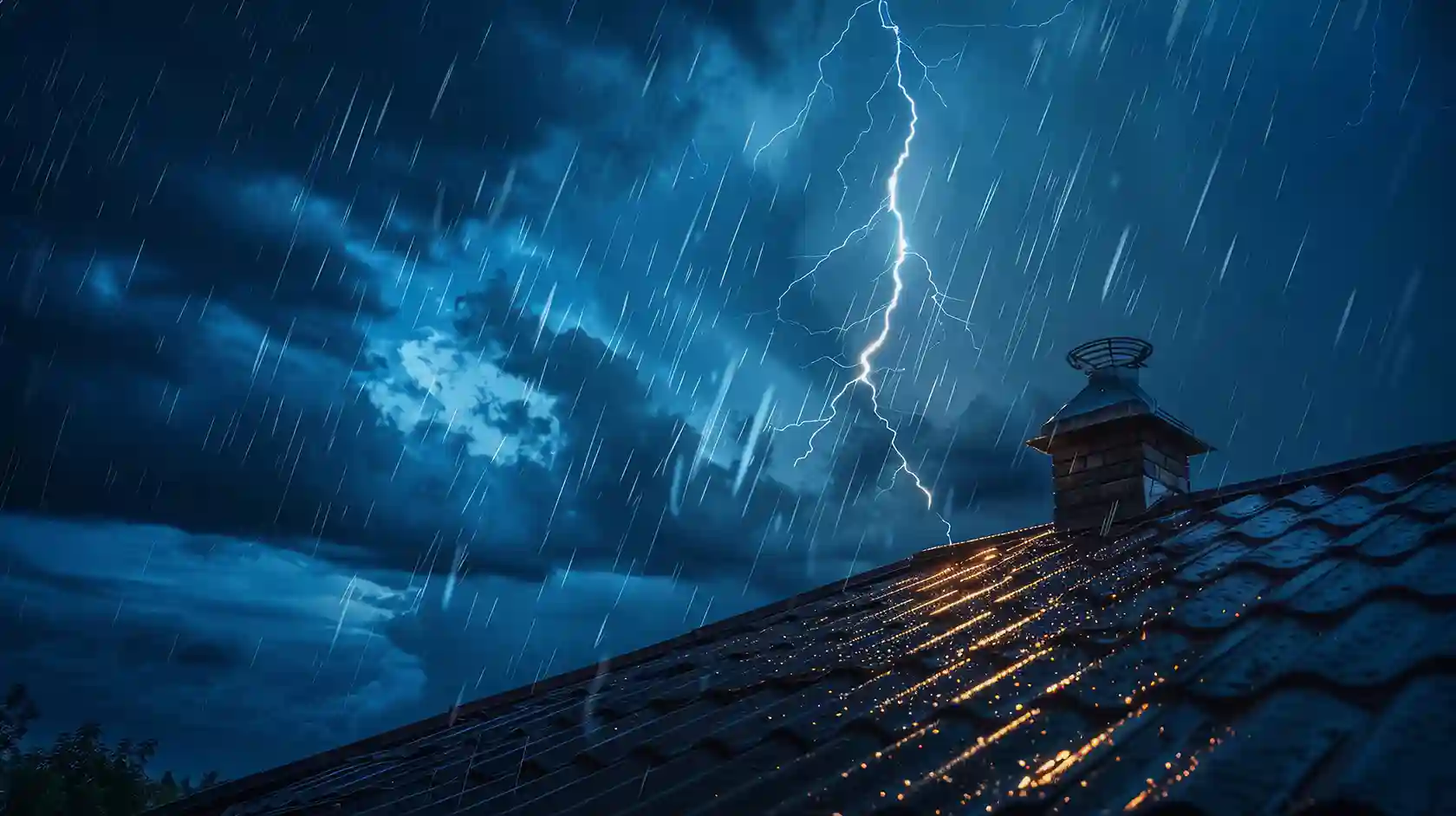 lightening storm on roof