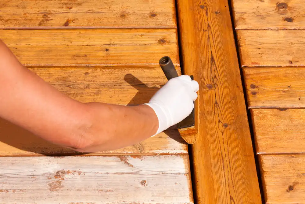 staining a deck