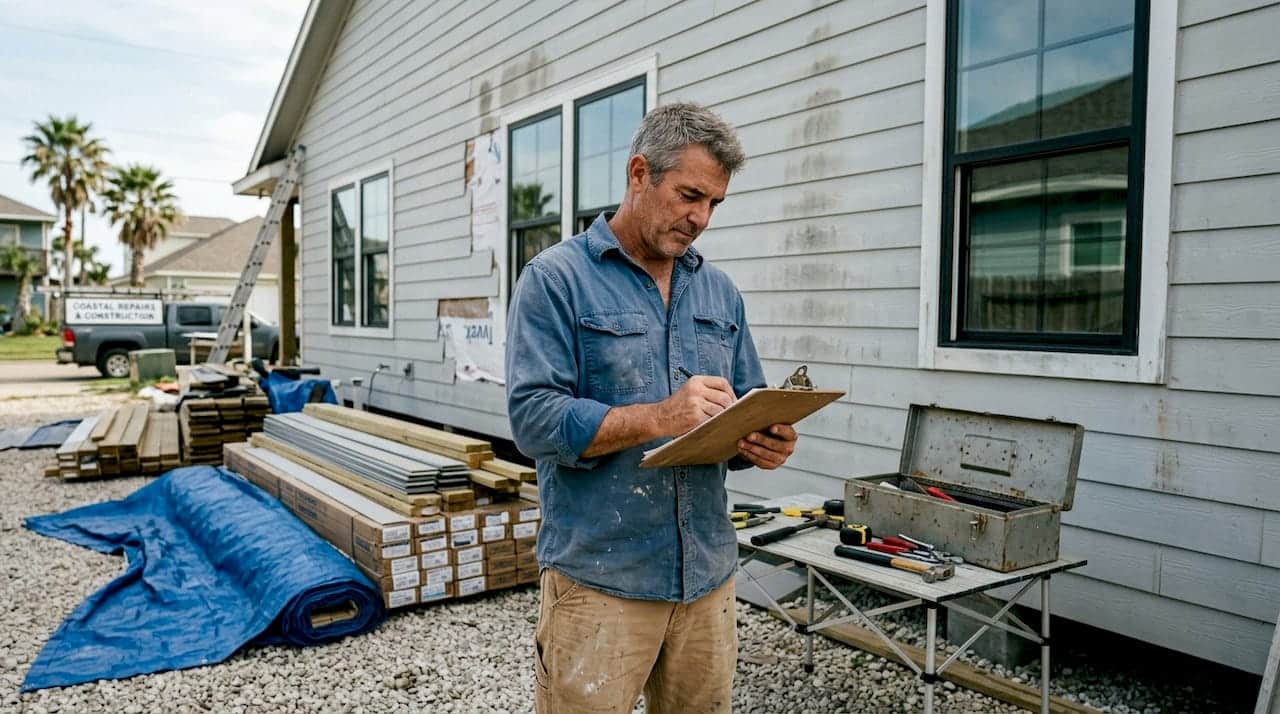 Contractor reviews upgrades at Texas coastal home