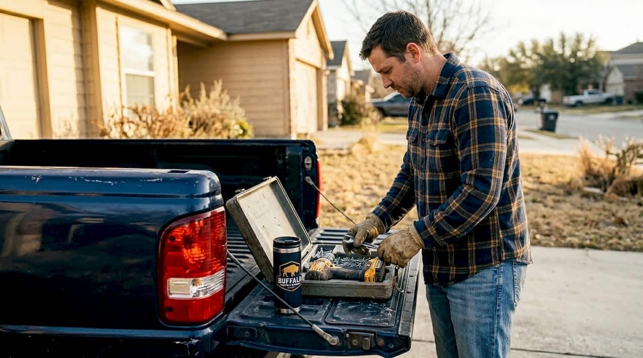 Homeowner preparing roof repair materials