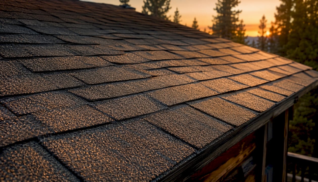 Close-up of asphalt roof shingles