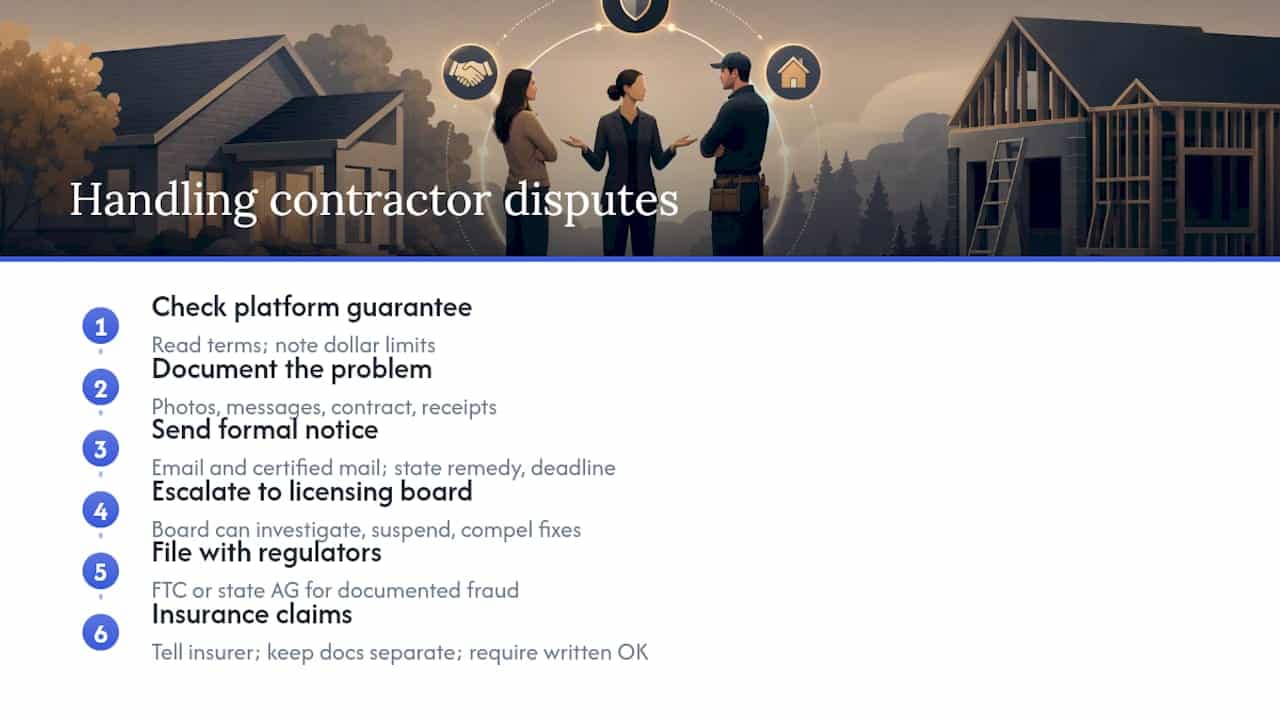How to handle disputes with contractors found via these platforms — overview diagram