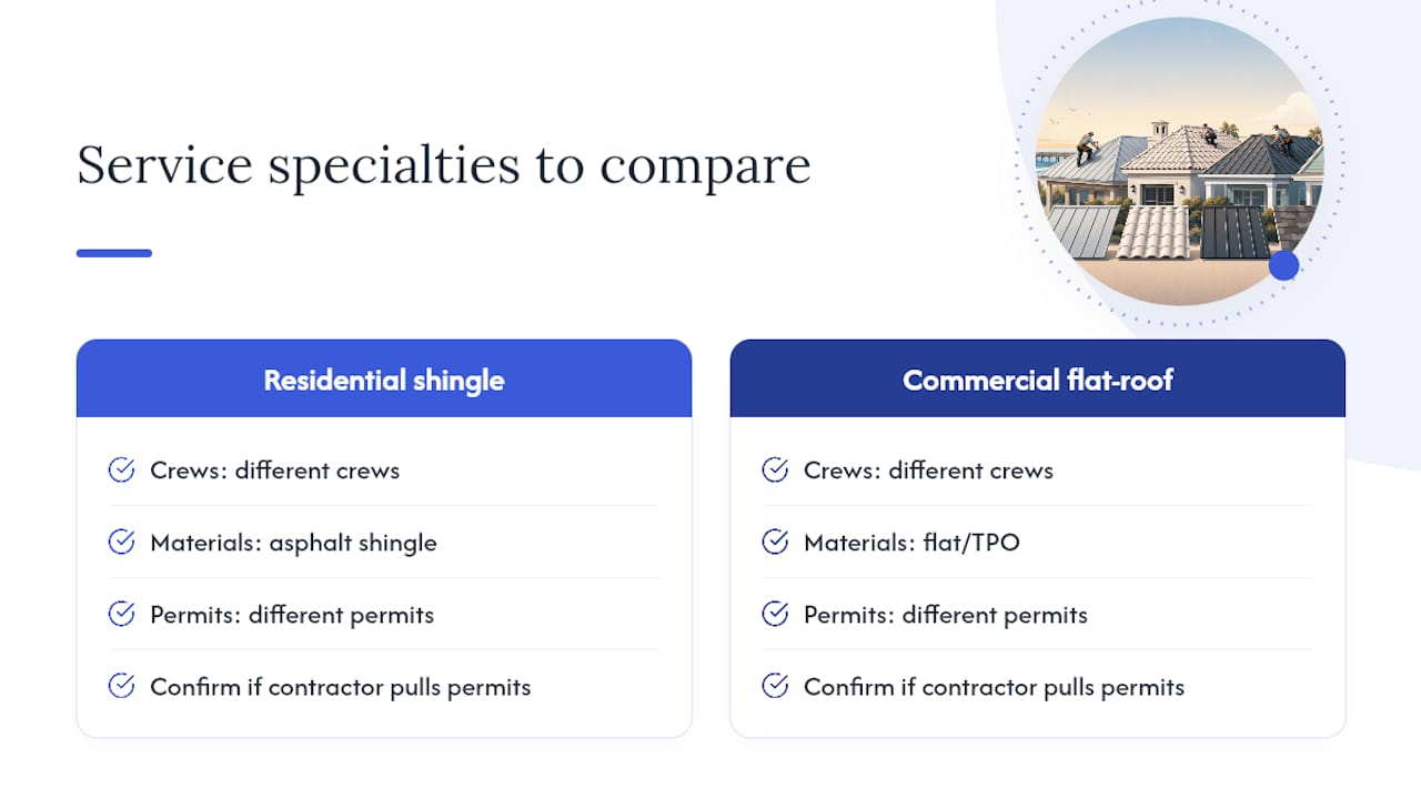 Comparison of residential and commercial roofing specialties