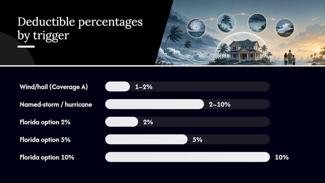 When does a hurricane deductible apply, and what does it leave out? — overview diagram
