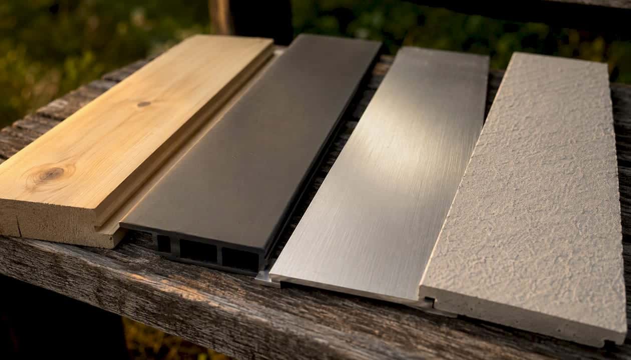 Various fascia board materials close-up comparison
