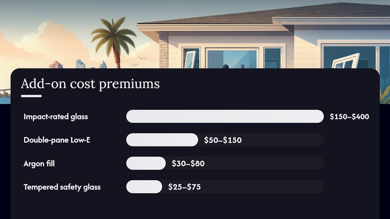 Diagram of window cost ranges by style and material