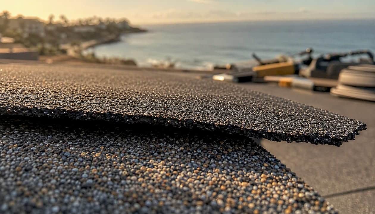 Close-up of Class 4 polymer-modified shingles