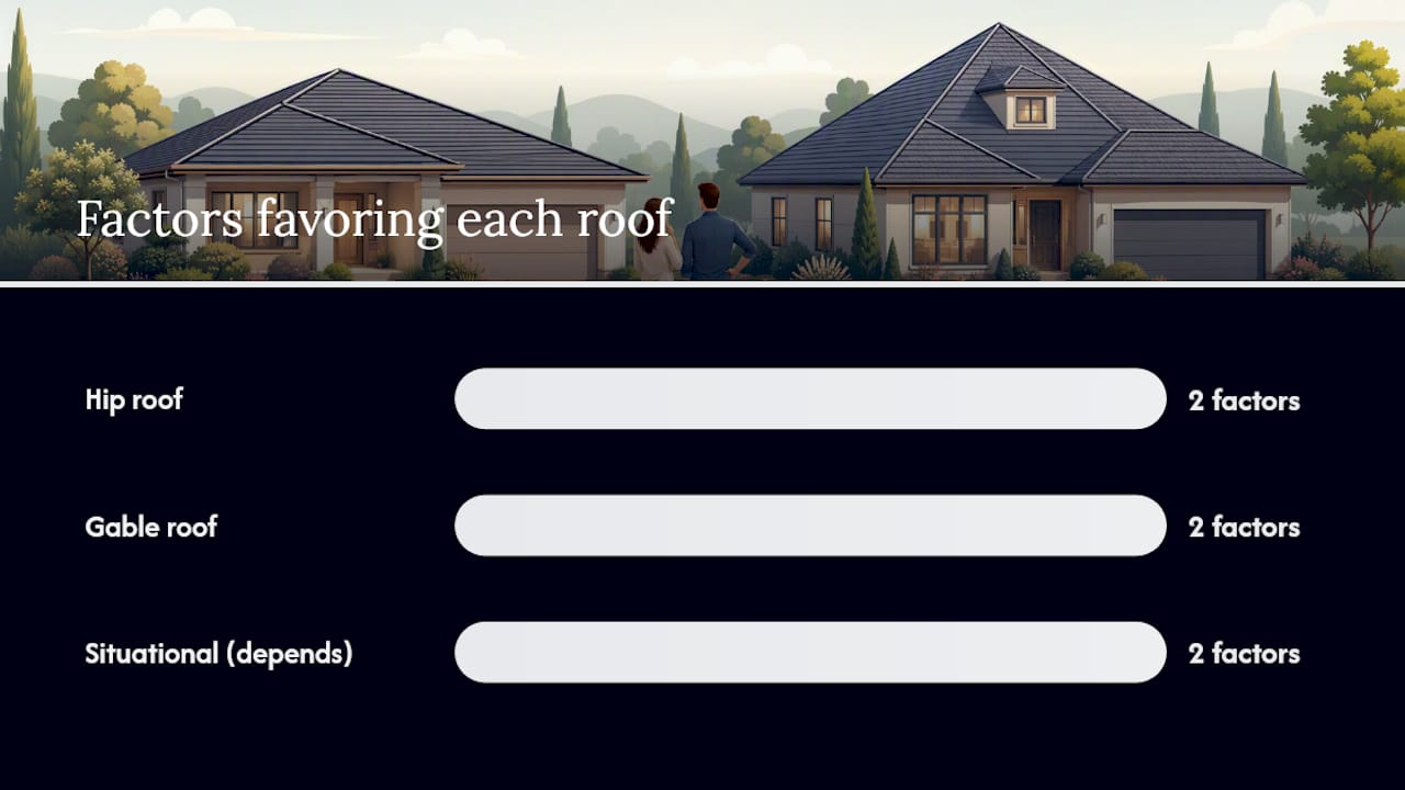 Hip roof and gable roof comparison diagram