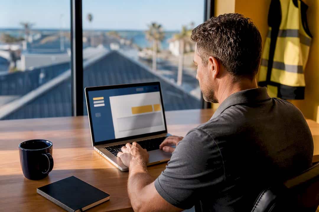 Contractor submitting a roofing permit application