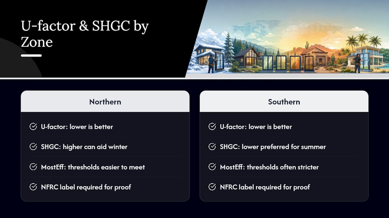 U-factor and SHGC climate comparison