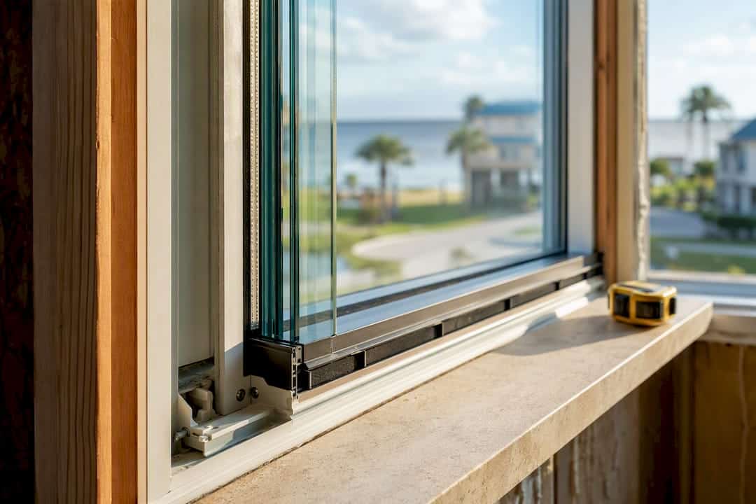 Layered window edge with acoustic insert